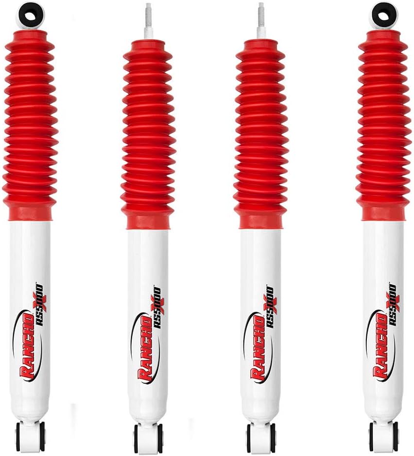 Rancho RS55029 RS55116 RS5000X Series Set of Front & Rear Shocks fits 1980 1996 F150 4WD with 0" Lift - Handles Extreme Temperature Changes, Improved Handling & Performance