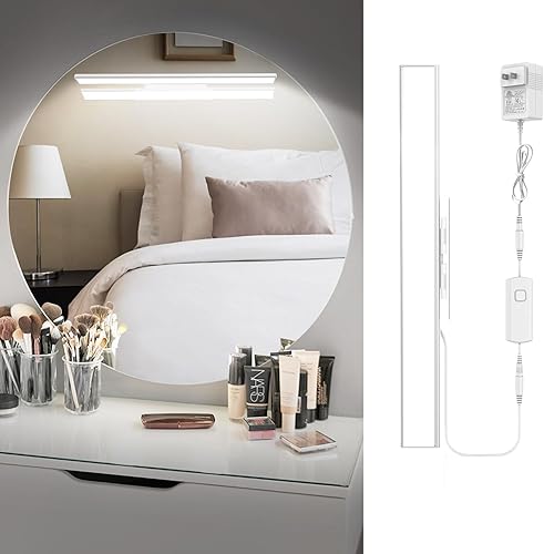 MY BEAUTY LIGHT Barra de luz LED brillante regulable para espejo, 2600K-6800K Temperatura de color ajustable Accesorios de luz de tocador de baño,