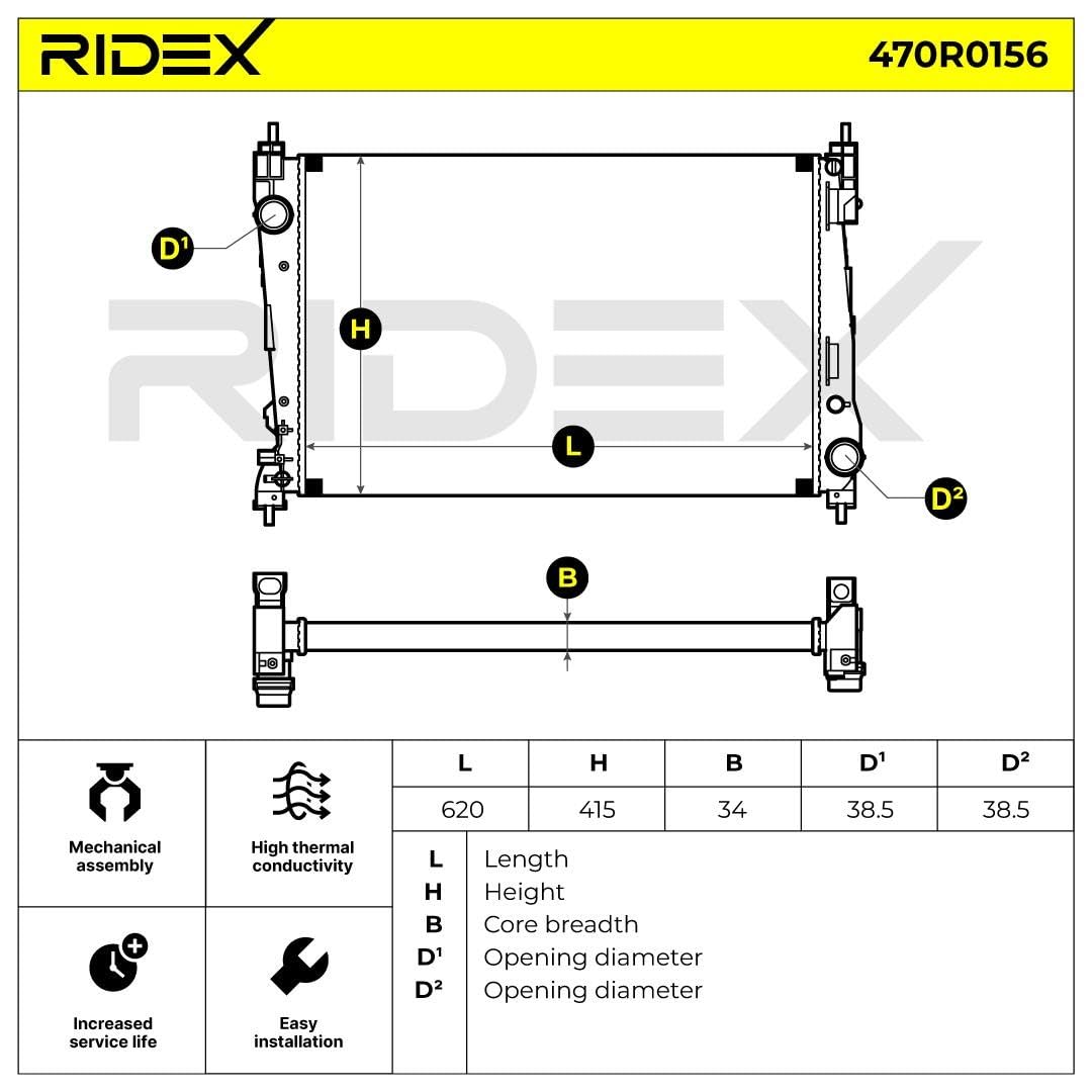 RIDEX 470R0156 Radiatore motore Compatibilità con OPEL Corsa D Hatchback S07 Benzina Diesel