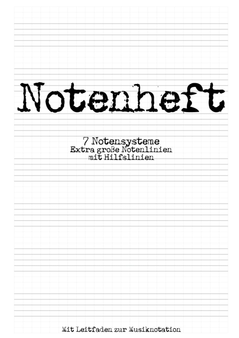 Cahier de musique A4 avec 100 pages de 7 grandes portées pour l'apprentissage