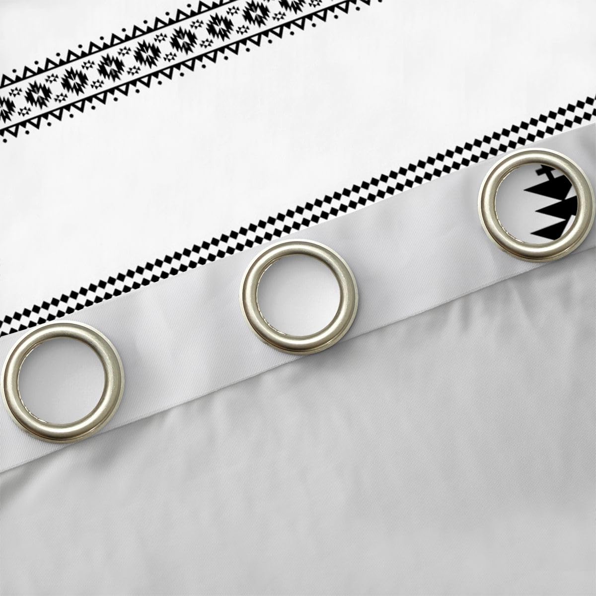 Homewish Rideau Occultant 140x245 cm Western Rideau Style Navajo Aztèque Rideaux Voilage Ferme Boho Blanc Voilage Fenetre Motif Tribal Géométrique Sud-Ouest pour Chambre Salon