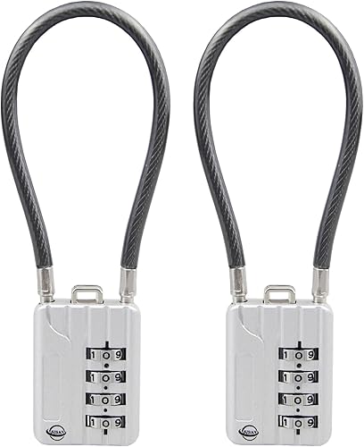 Miniatura 9 de Candado de cable de 19.7 in de largo, cerradura de combinación de 4 dígitos, combinación reajustable, bloqueo de cable de seguridad para equipaje,