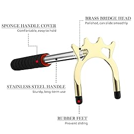 Skylety Retractable Billiards Cue Stick Bridge with 3 Pieces Removable Brass Bridge Head, Snooker Set Billiards Pool Cue Accessory for Pool Table(Gold)