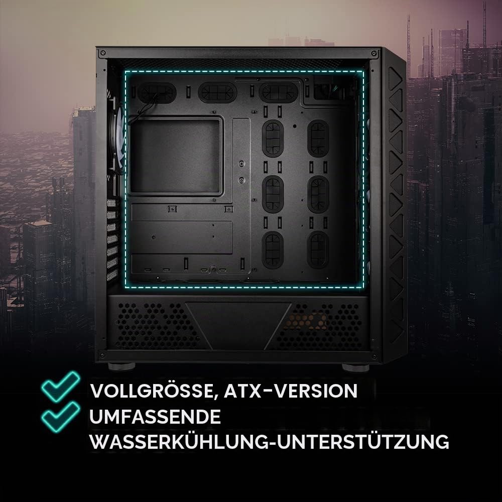 Kolink Citadel Mesh ARGB Midi-Tower PC Gehäuse E ATX Gehäuse RGB PC-Gehäuse, Tempered Glass Computergehäuse für PC, Midi Tower, PC Hülle mit Lüfter, Computer Gehäuse…