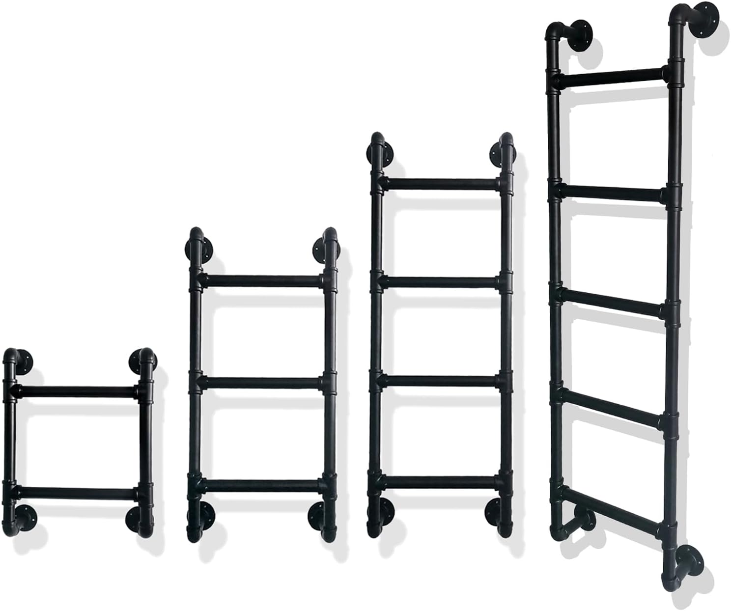 3 Steps Basement Window Well Egress Exit Ladder?Wall/Floor-Mounted Ladders for Home, Metal Step Ladder for RV Attic Bunk Bed, Loft Steps for Dorm Beds,355LBS Load Capacity(Black, 3 Steps) 3 Steps Black