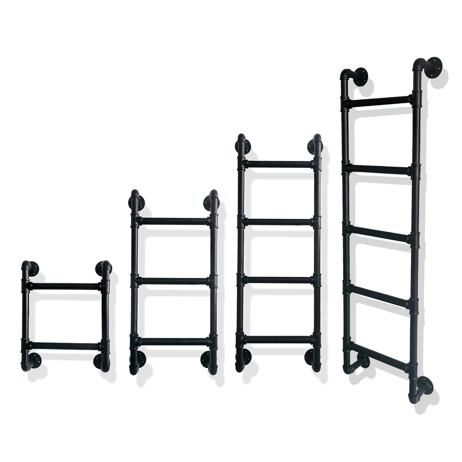 Wall/Floor-Mounted Ladders for Home, Basement Window Well Egress Exit Ladder, Metal Step Ladder for RV Attic Bunk Bed, Loft Steps for Dorm Beds, 2