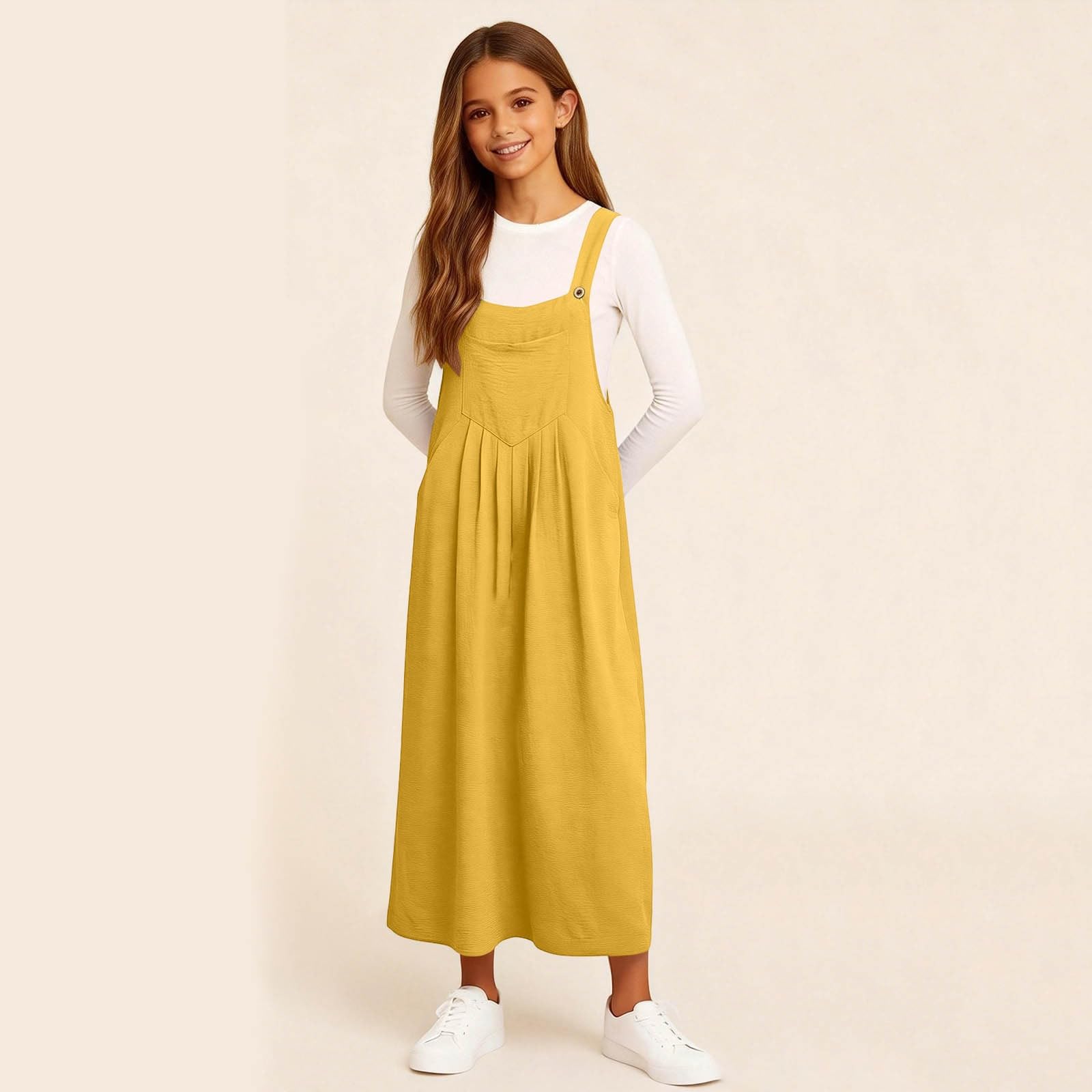 Vestidos de verano para niñas, sin mangas, maxivestido casual para niños, playa, vacaciones, vestido escolar suave y cómodo con bolsillos