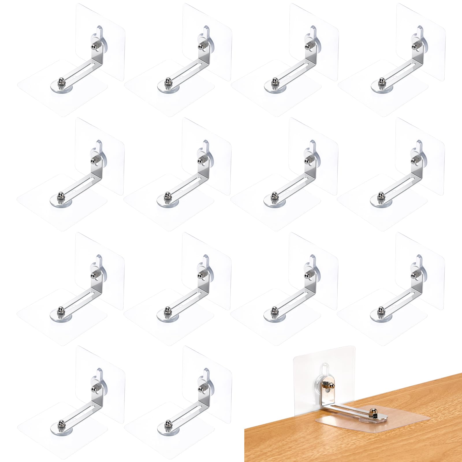 14 Paar Kippsicherung Möbel Set, Wandbefestigung Ohne Bohren, L-Förmig Kippschutz Möbel Wandanker, Selbstklebend Möbel-Wandanker, Möbelgurte Wandbefestigung für Schrank, Regal Kommode