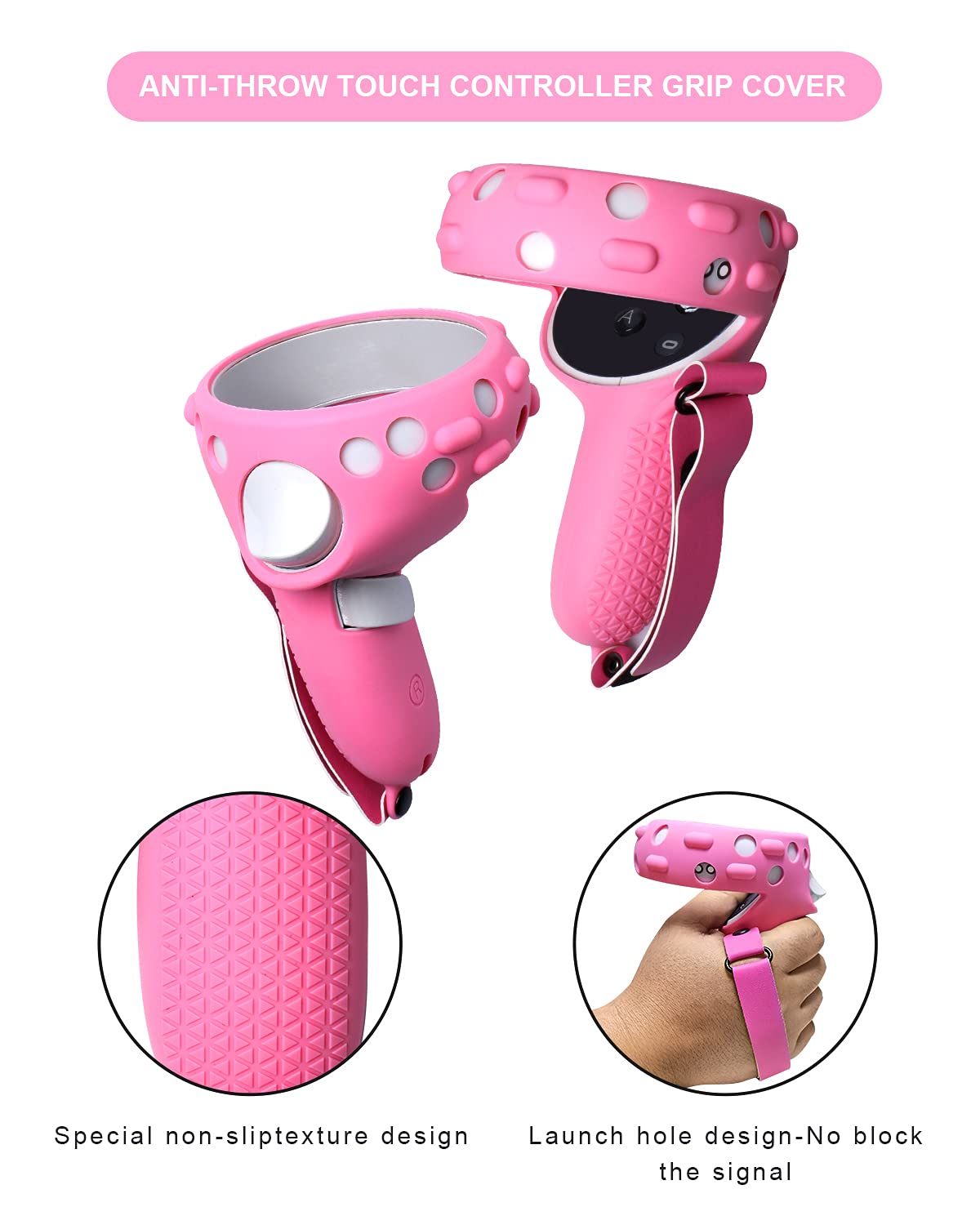VR Adjustable Head Strap for Oculus Quest 2 Skins Cute Accessories with Silicone Touch Controller Grip Cover,Barbie Pink 6 in1 VR Shell Protector Cover & VR Face Cover Replacement Set 4