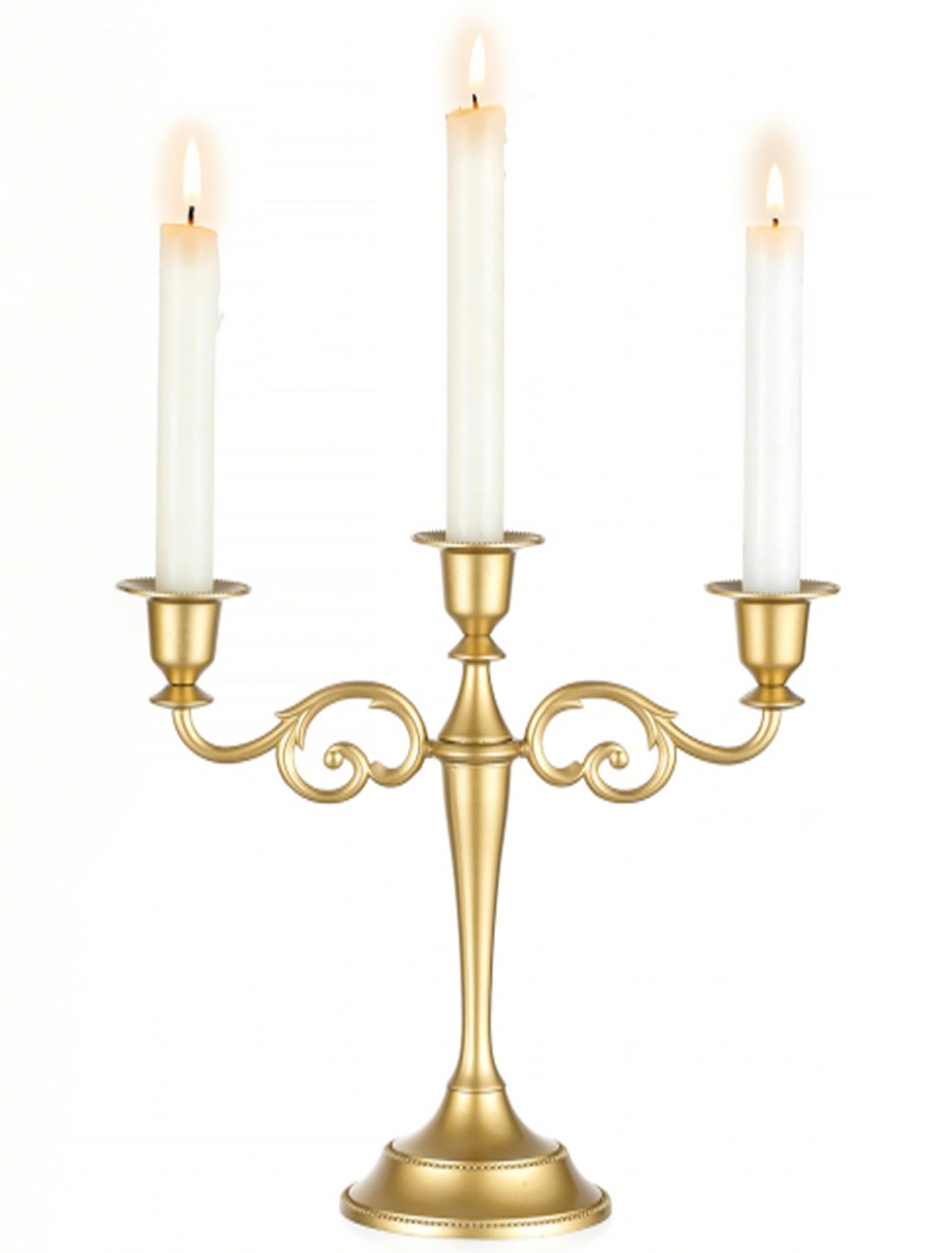 Sziqiqi Candelabri Oro Centrotavola per Candeliere: Portacandele a 3 Bracci per Tavolo da Pranzo - Candelabro Vintage in Metallo per Decorazioni Natalizie Matrimoni Credenze Camino