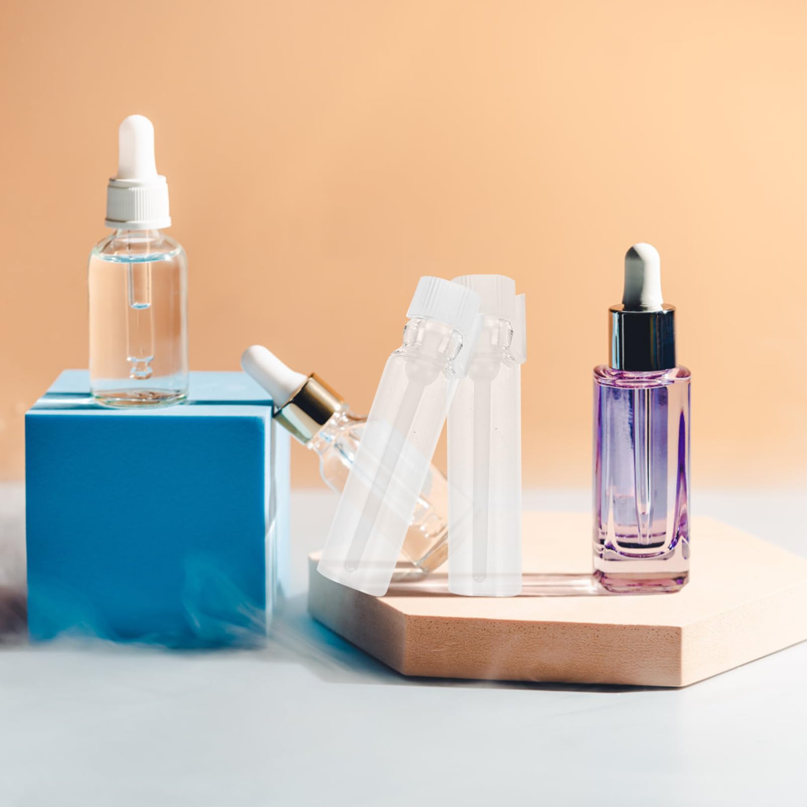 FRCOLOR 500stücke Mini Glas Fläschchen Leere Parfüm-probenflaschen Für Reisen Wiederbefüllbare Duftfläschchen Mit Pipette Für Kosmetik Und Ätherische Öle
