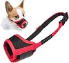 LUCKYPAW Dog Muzzle Anti Biting Barking and Chewing with Comfortable Mesh Soft Fabric and Adjustable Strap, Suitable for Small, Medium and Large Dogs(All Red,XS)