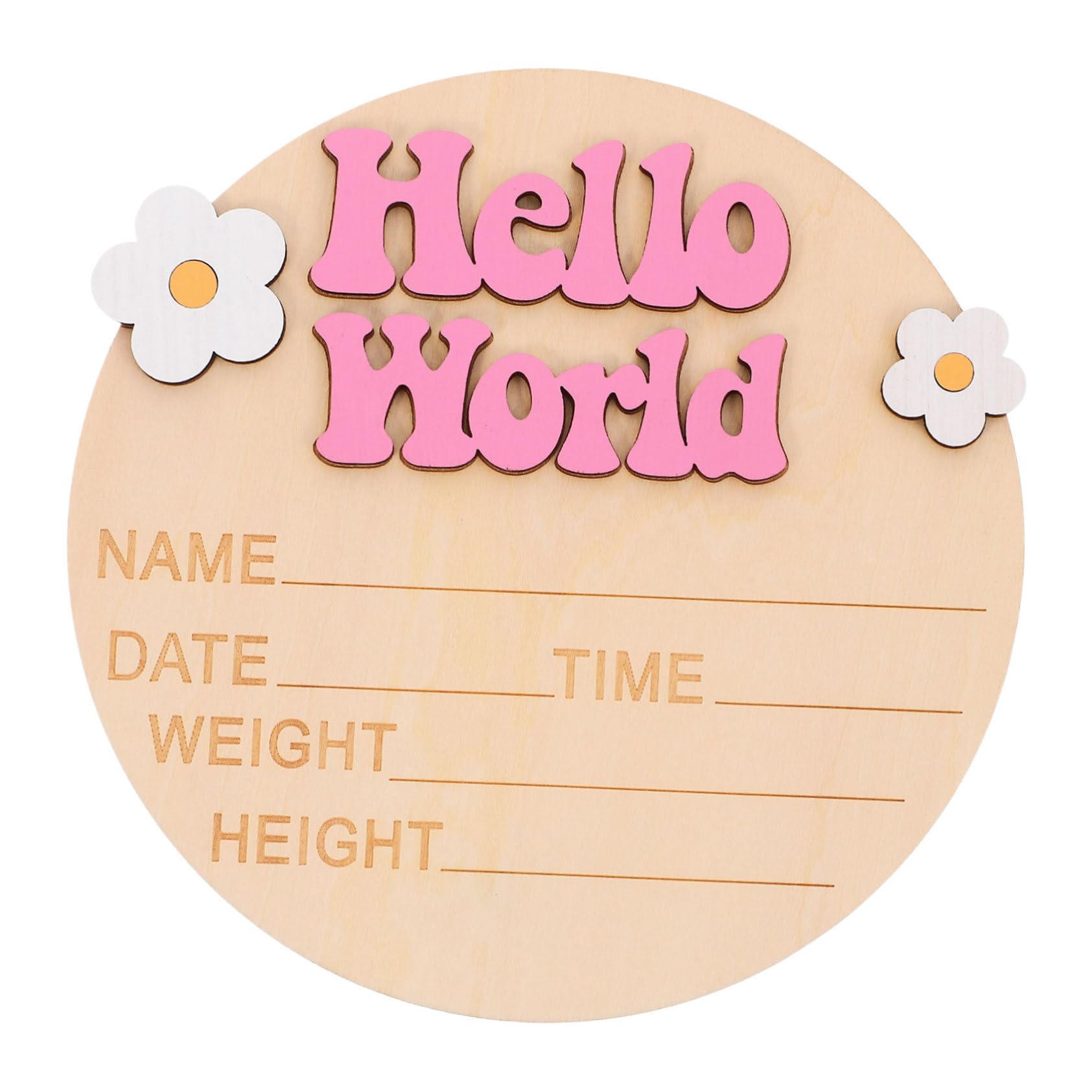 VICASKY Sign Announcement Sign Plate Wooden Newborn Name Sign Photo Prop for Birth Announcement Pink