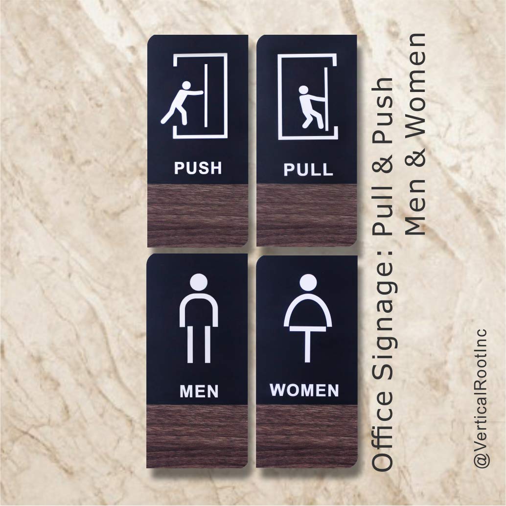 Buy Vertical Root Inc Premium Washroom Men Women Push Pull Office Black