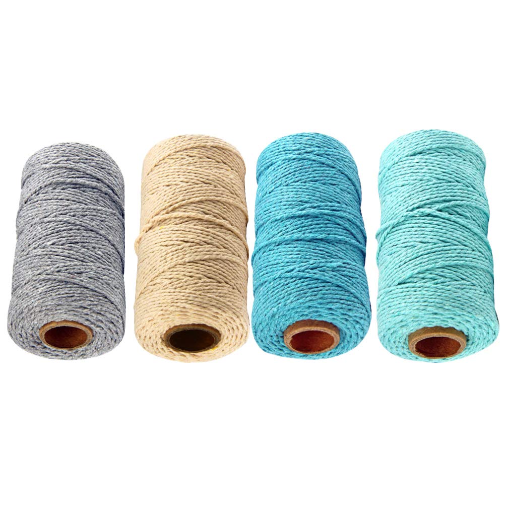 Cuerda de Hilo de Algodón de 4 Rollos Hilo de Algodón Cuerda de para Manualidades Colorido de Cordón para