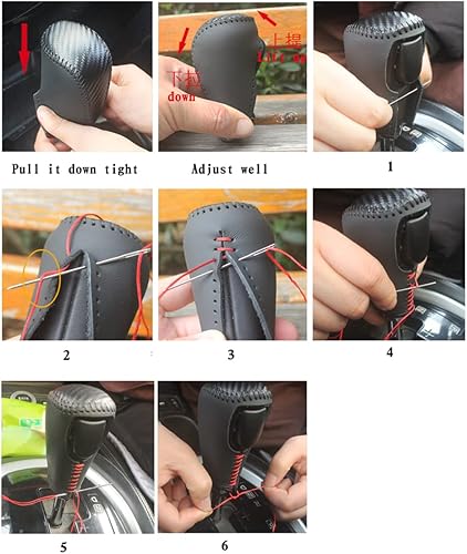 Miniatura 6 de Cuero auténticoAutomático en la perilla de la palanca de cambios Protector Trim Fit Nissan Murano 2009 2010 2011 2012 2013 (beige)