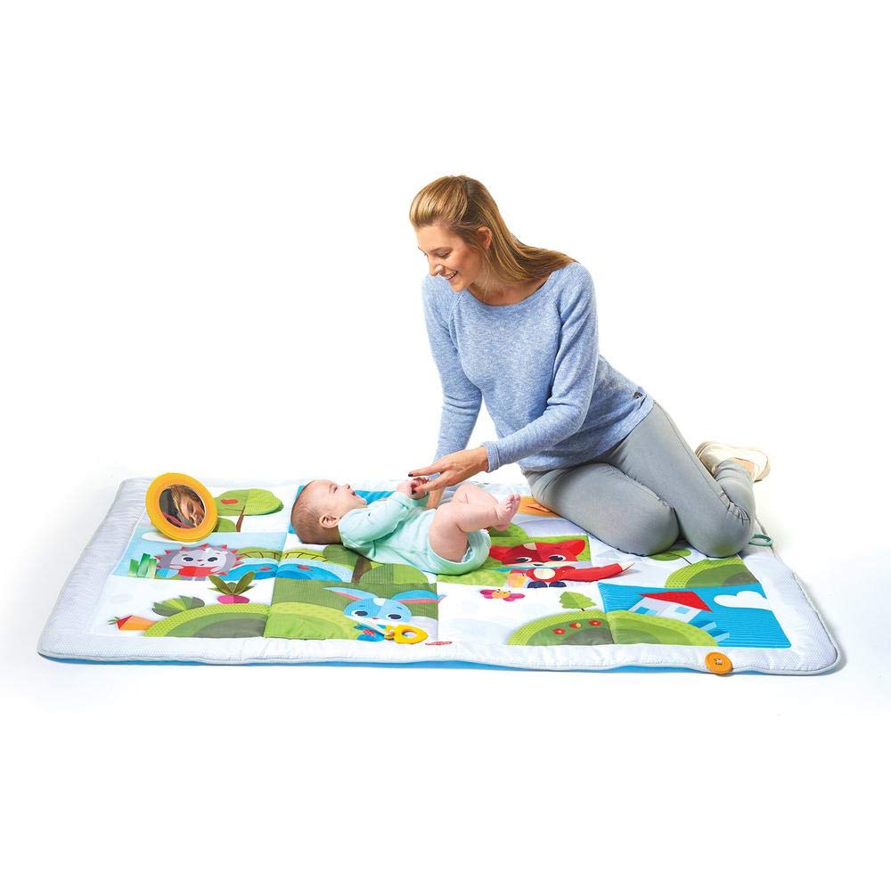 Tiny Love Super Mat, Tappeto Gioco Neonato, Tappeto Sensoriale Bambini XL (150x100 cm), 0+, 9 Attività, Tappeto Morbido Bambini, Specchietto, Gioco del Cucù, Massaggiagengive, Meadow Days