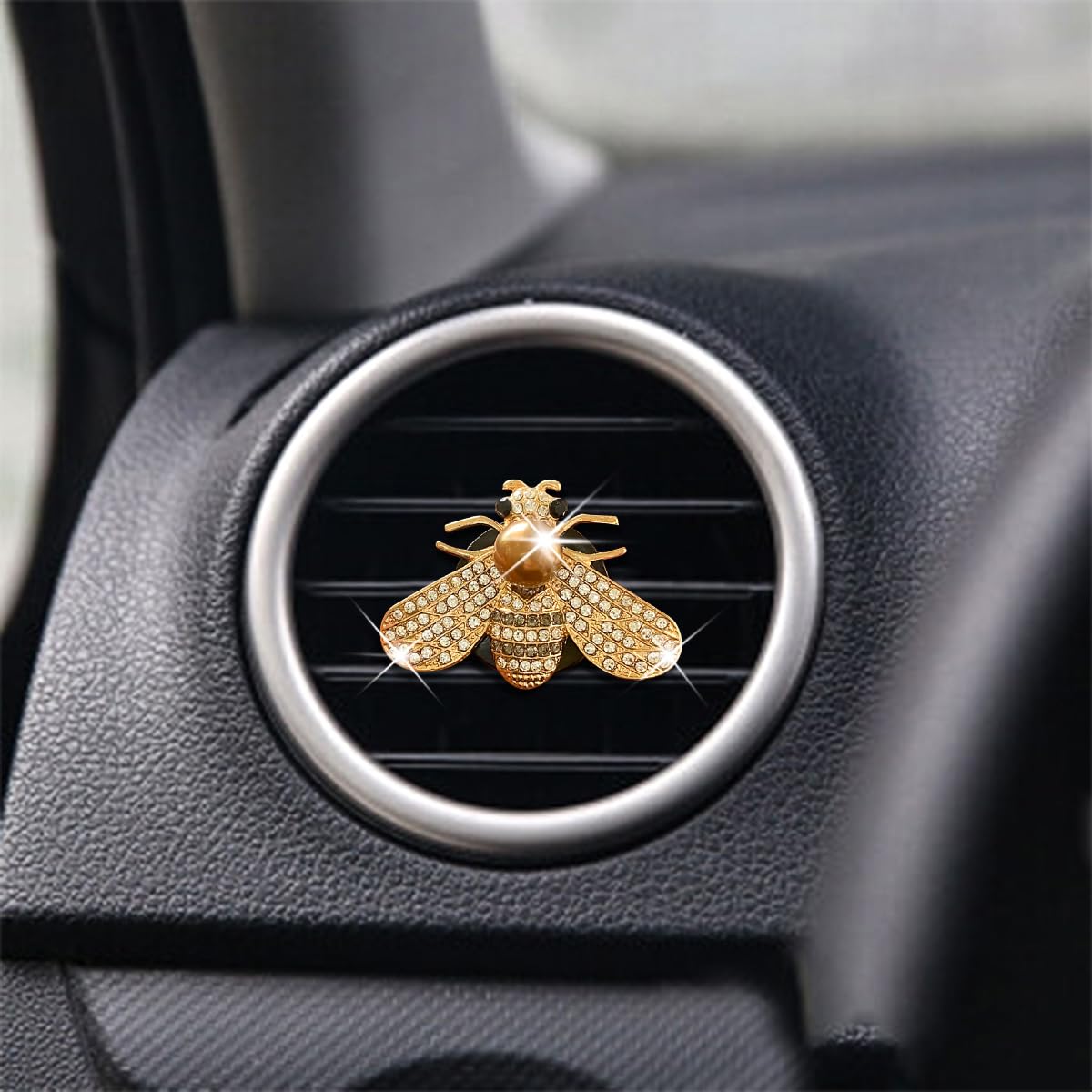 JNNJ 4 Clip Diffusori Per Profumo Auto – Ape Con Cristalli – Decorazioni Universali Per Bocchette Dell'Aria (Stile-1) - 2