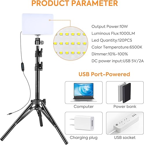 Miniatura 5 de SEDGEWIN Luz de video LED, paquete de 2 luces de transmisión regulables de 6500 K, kit de iluminación de fotografía con 9 filtros de color, trípode