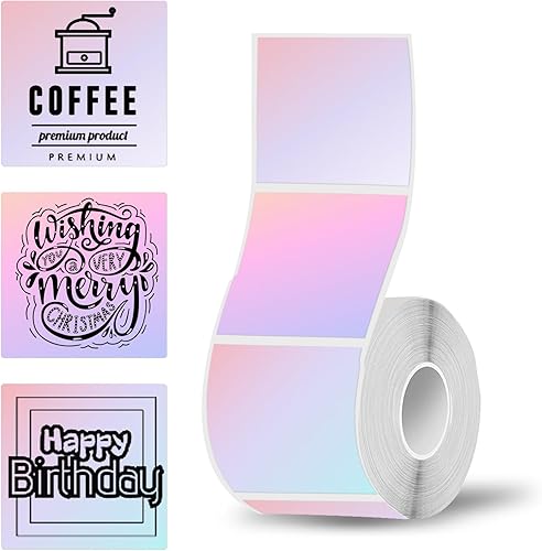 Joatuxul Etiquetas adhesivas térmicas circulares de 2 x 2 pulgadas etiquetas térmicas directas redondas de color de 2 pulgadas etiquetas adhesivas