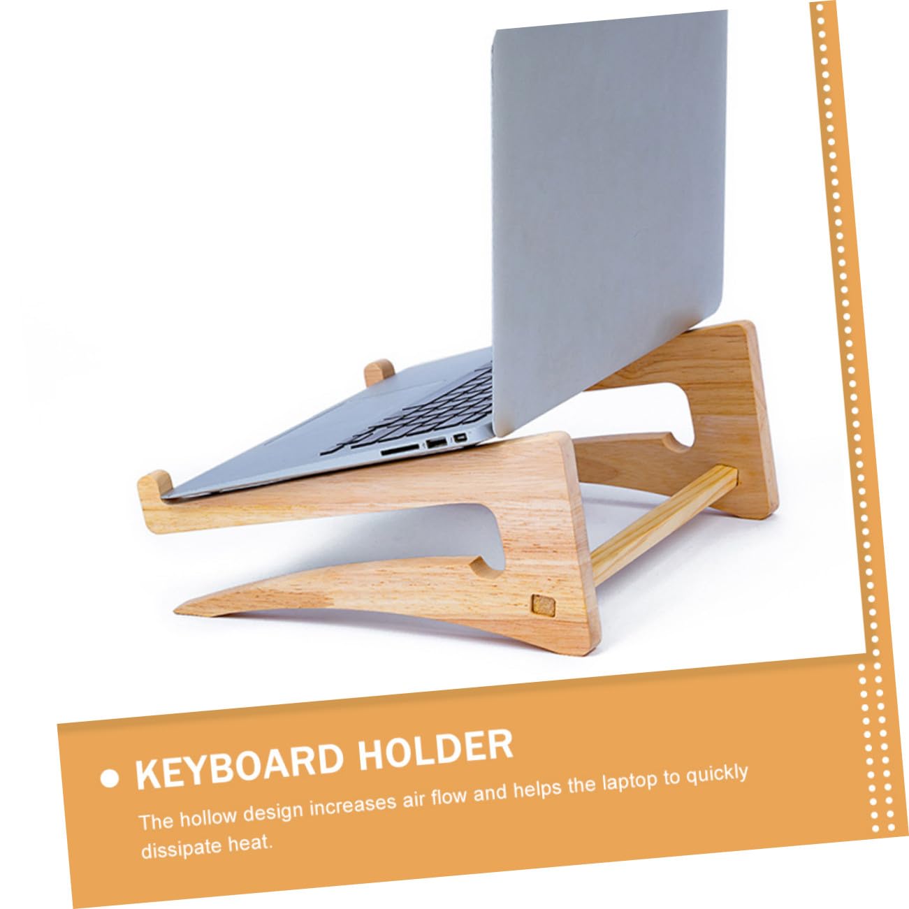 Supporto Laptop in Legno per Rialzo Portatile Ergonomico per Notebook Tablet e Tastiera Stand Smontabile e Salvaspazio e Scrivania