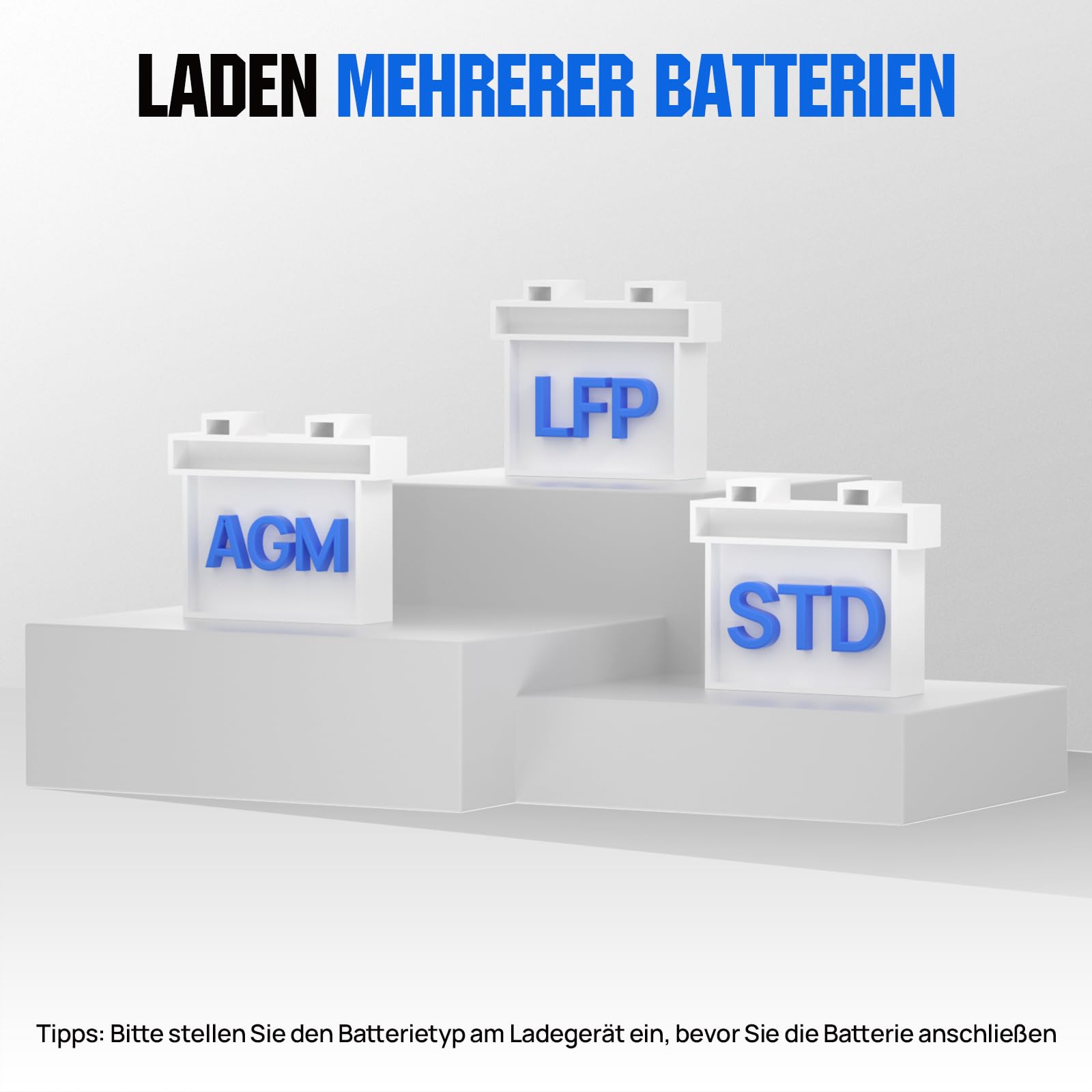ECO-WORTHY 12V/24V 20A LiFePO4 Batterieladegerät mit Multi-Current Optionen 5A/10A/15A/20A,automatische LiFePO4 Blei-Säure Batterie Spannungserkennung für Auto LKW Motorrad Rasenmäher