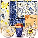 OHIYO Bienenwachstücher, 9 Stück, Bio-Bienenwachstücher, 100% Naturwachs & Bio-Baumwolle, wachspapier für lebensmittel, wachstücher für lebensmittel wiederverwendbar