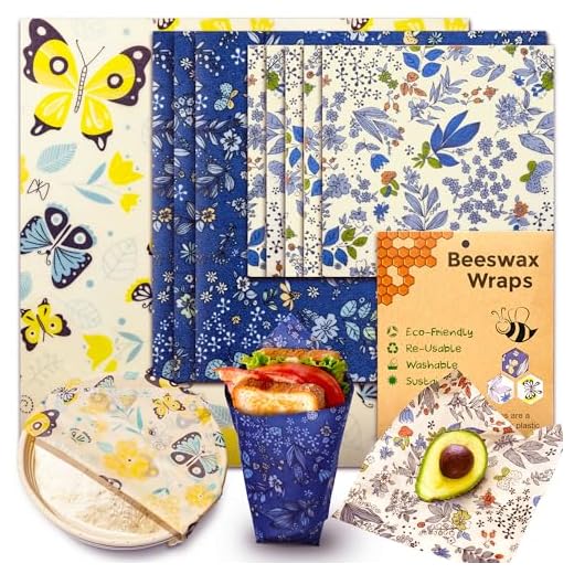 OHIYO 9-Pack Organic Beeswax Food Wrap Set