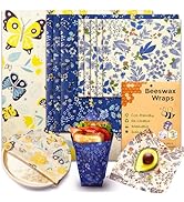 OHIYO Reusable Beeswax Wrap for Food, 9 Pack Organic Cotton Beeswax Papers (1XL + 3M + 5S), Bread...