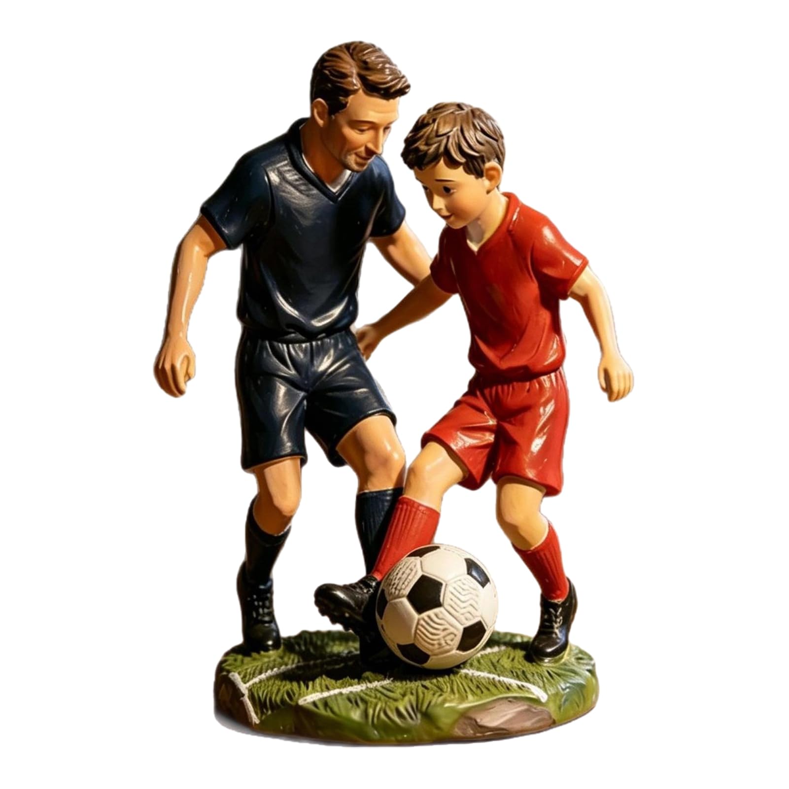 Father And Son Football Statue Resin Figurine Waterproof Sports Sculpture Ornament for Outdoor Indoor Decor Home
