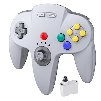 KIWITATA Classic Wireless N64 Controller, 2.4GHZ Retro N64 Wireless Remote Joystick Controller Gamepad Compatible with N64 System Video Game Console Gray