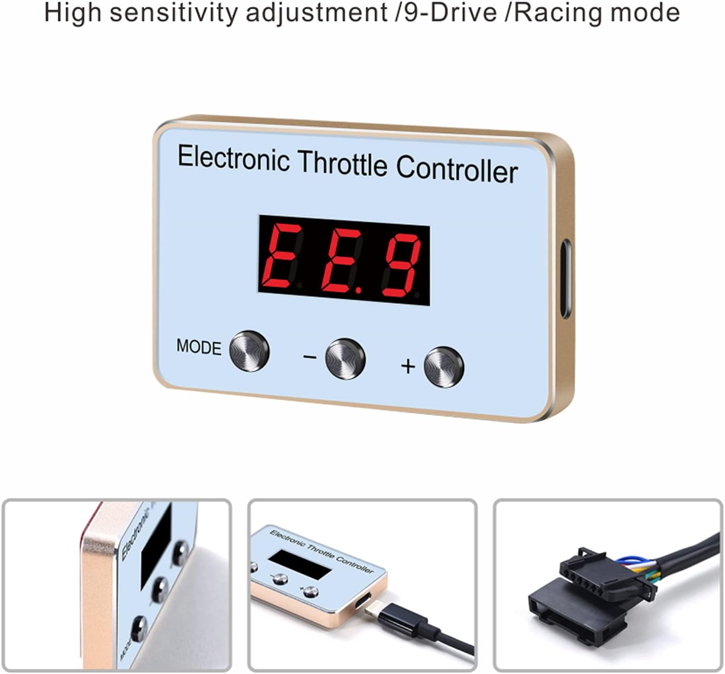 Mallofusa Throttle Response Controller Electronic Throttle Controller 9 Modes Smart Electronic Racing Accelerator Fit for FJ Cruiser Fortuner Hilux Innova Mark Prado Throttle Cars Red LED