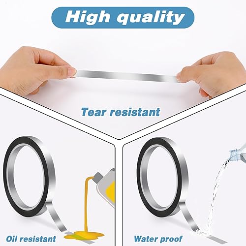Miniatura 6 de KALIONE Cinta metálica plateada, 2 rollos de cinta de película de poliéster metalizado Mylar metalizada, 38 pulgadas x 55 yardas, cinta metálica