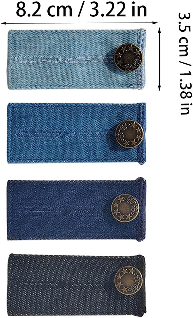 4 Pieces Waist Extender for Pants Jeans, Waistband Extenders, Adjustable Jeans Button Extender, Button Extender for Jeans for Jeans, Trousers, Dress and Pants - Image 3