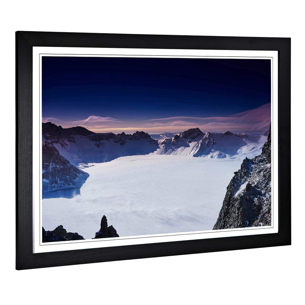 Big Box Art Framed Print of Landscape China Changbai Mountain Winter Design | Wall Art Picture | Home Decor for Kitchen, Living Room, Bedroom, Hallway, Black, A2 / 24.5x18 Inch / 62x45cm