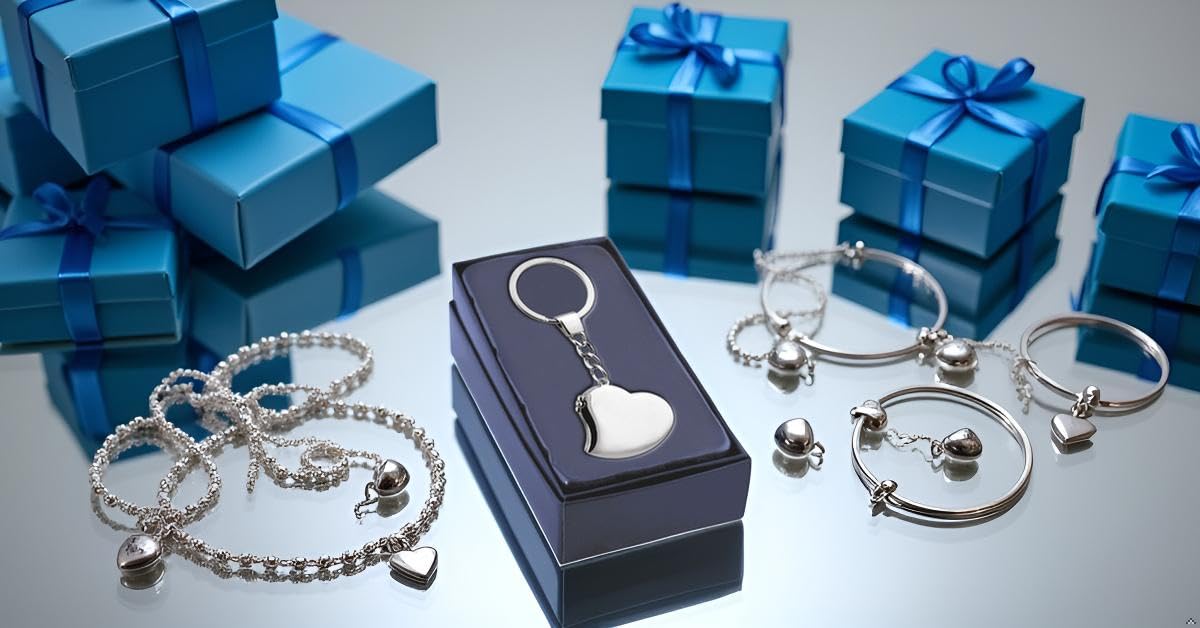 Herz Schlüsselanhänger mit Fotorahmen & Spiegel – Silber Plattiert & Versilbert – 10,5x4,5 cm Premium Geschenkidee