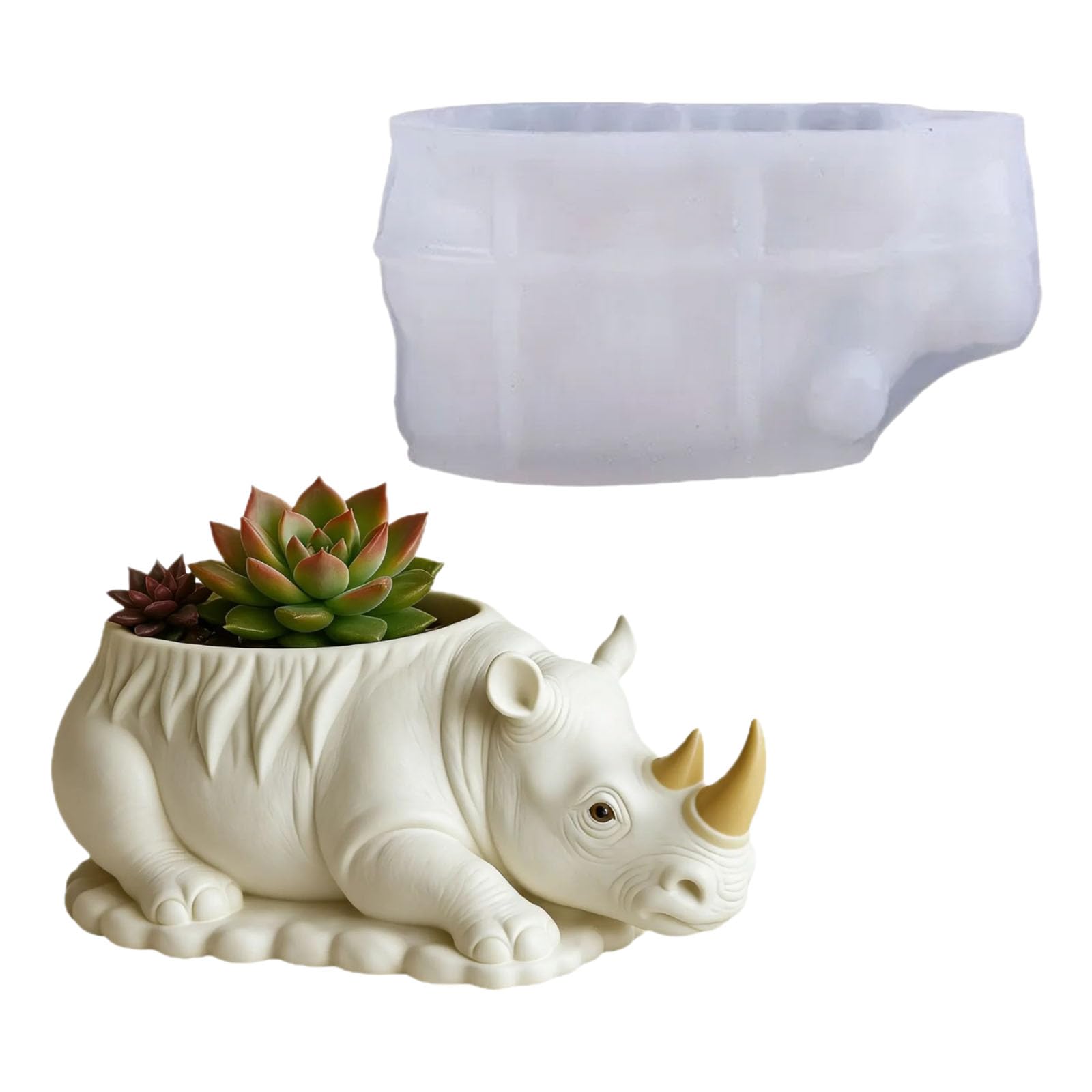 OSNIYAW Rhinoceros Silicone Molds for Container Soap Chocolate Making Decorative Flowerpots Animal Shaped Elastomer Cast