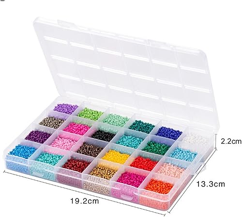Miniatura 5 de plplaaoo Juego de 24 cuentas de semillas multicolor para la fabricación de joyas, juego de cuentas de semillas de vidrio con tijeras de hilo