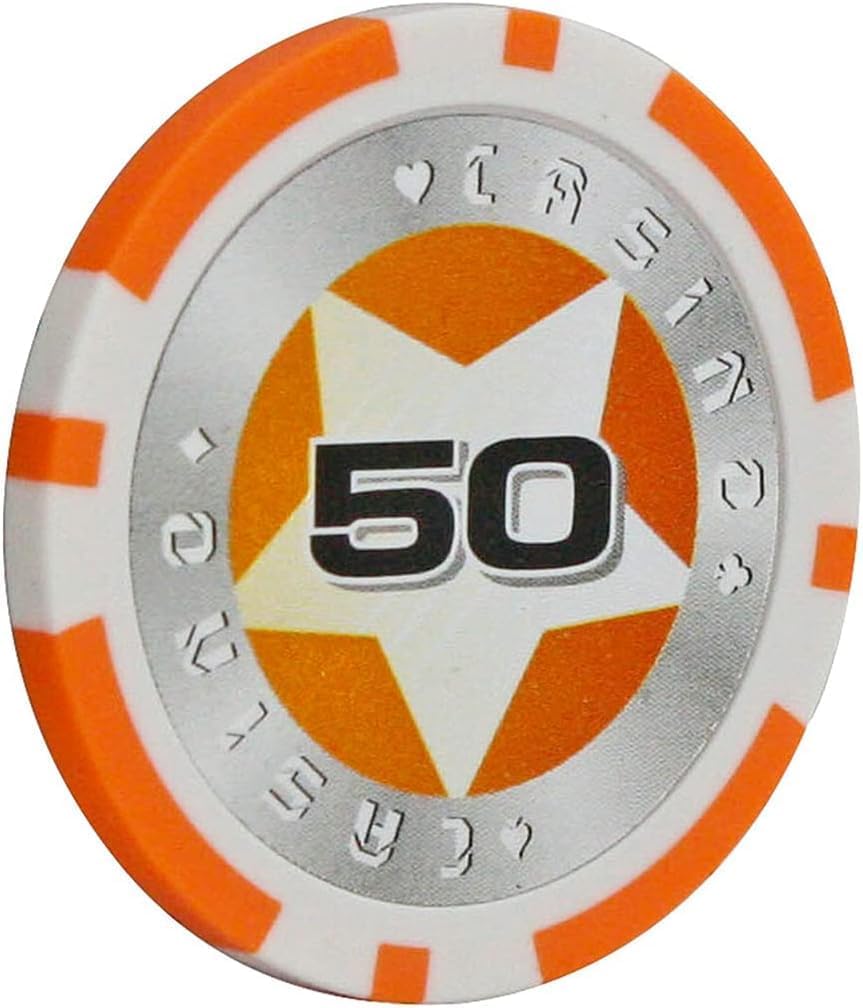 25PCS Poker Chips - Laser Chips Metal Core 14 Gram Texas Holdem Blackjack Casino Games Chips for Counting Markers Math Learning Poker Chips (Color : 25pcs, Size : $50)