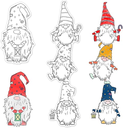 2 sellos transparentes de Papá Noel de Navidad para hacer tarjetas, lindos gnomos enanos, copos de nieve, sellos de goma transparente para
