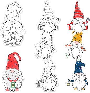 2pcs Christmas Santa Clear Stamps for Card Making, Cute Dwarf Gnomes Snowflake Gift Clear Rubber Stamps for Holiday Card Making Decoration DIY Scrapbooking Transparent Album Decor Paper Craft