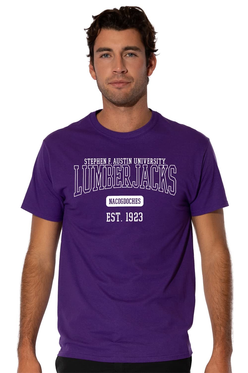 Stephen F Austin State University Official Est Date Short Sleeve Mens Cotton T-Shirt,Purple, X-Large