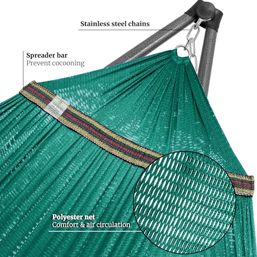 Image of Tranquillo Combo x2 Hammocks with Stand for Outside & Tree Straps, Heavy Duty Hammock with Stand 600lbs for Indoor Outdoor Patio Backyard, x2 Hammocks for 2 Person (Combo - Peacock, Medium)