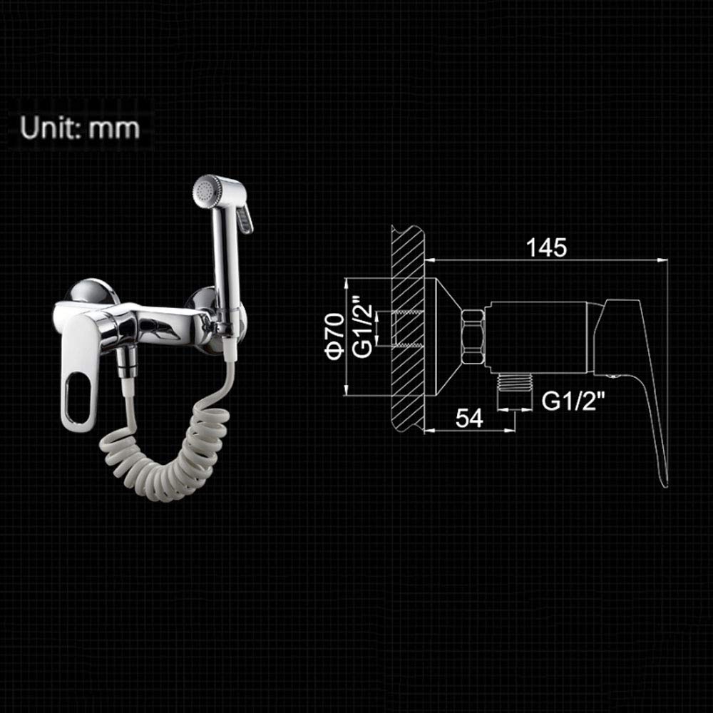 HLTYGWX Kit de rociador de bidé de Mano con Agua fría y Caliente montado en la Pared, Grifo portátil Cromado para Lavadora de pañales, Grifo de Ducha de baño de latón para higiene Personal, Limpieza