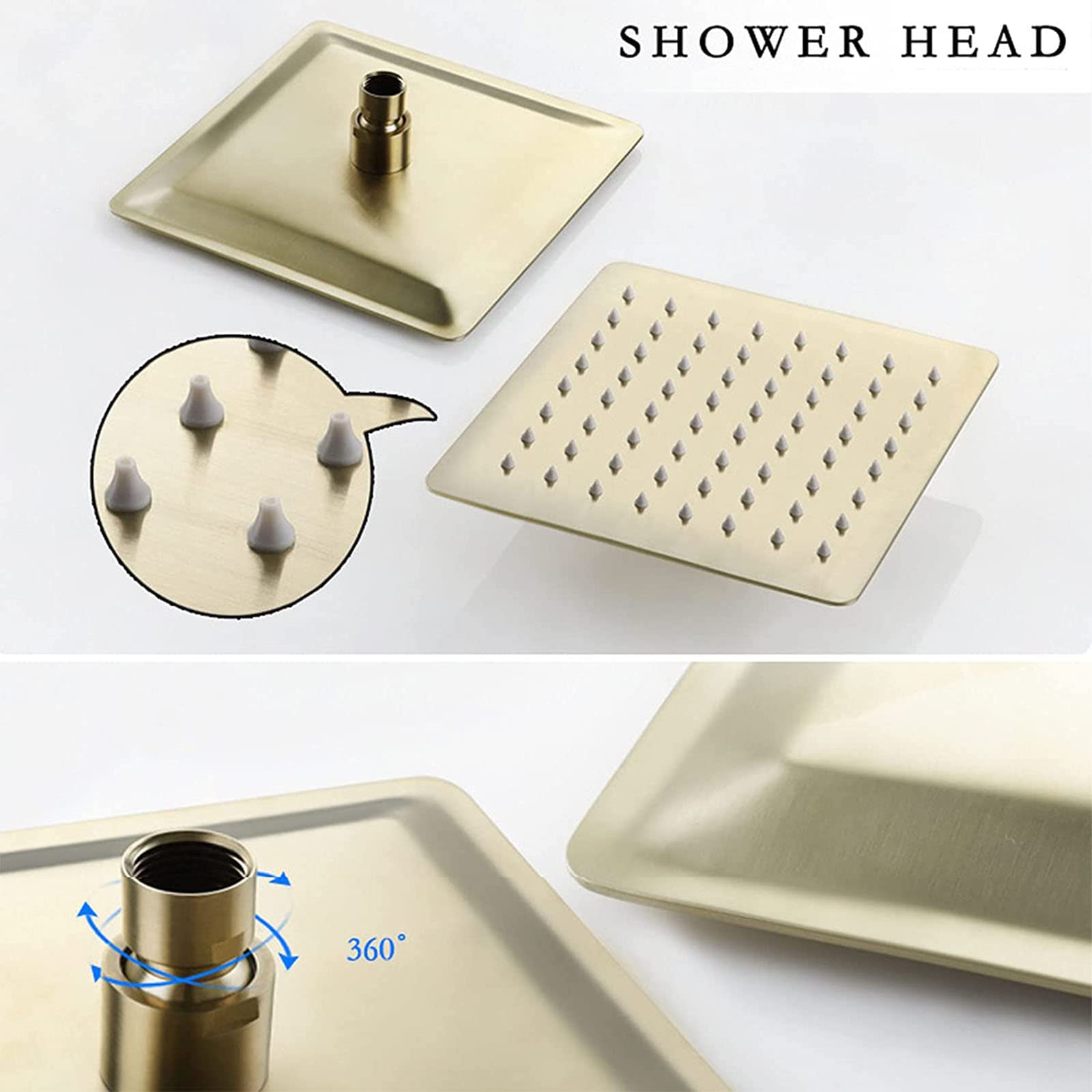 Sistema doccia Oro spazzolato, Parete Set Doccia Rubinetto, 8 "Pioggia Soffione doccia e palmare Combo Set, Lusso Bagno Doccia Mixer Set Ottone Piedi,