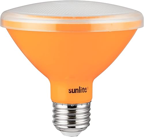Miniatura 2 de Sunlite - Bombilla LED ámbar PAR30 reflectora, 8 vatios, 120-220 voltios, base media, vida útil de 30,000 horas, ángulo de haz de inundación
