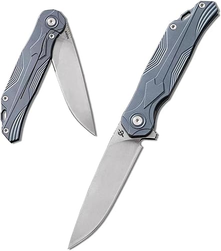 Cuchillo plegable de bolsillo EDC, cuchillo plegable de hoja S35VN, mango de titanio azul, construcción de bloqueo forrado, adecuado para hombres y disponible en Yaxa Peru