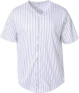 Men Softball Jersey Shirts Short Sleeve Baseball Tops Hipster Hip Hop Clothes (Striped XXL)