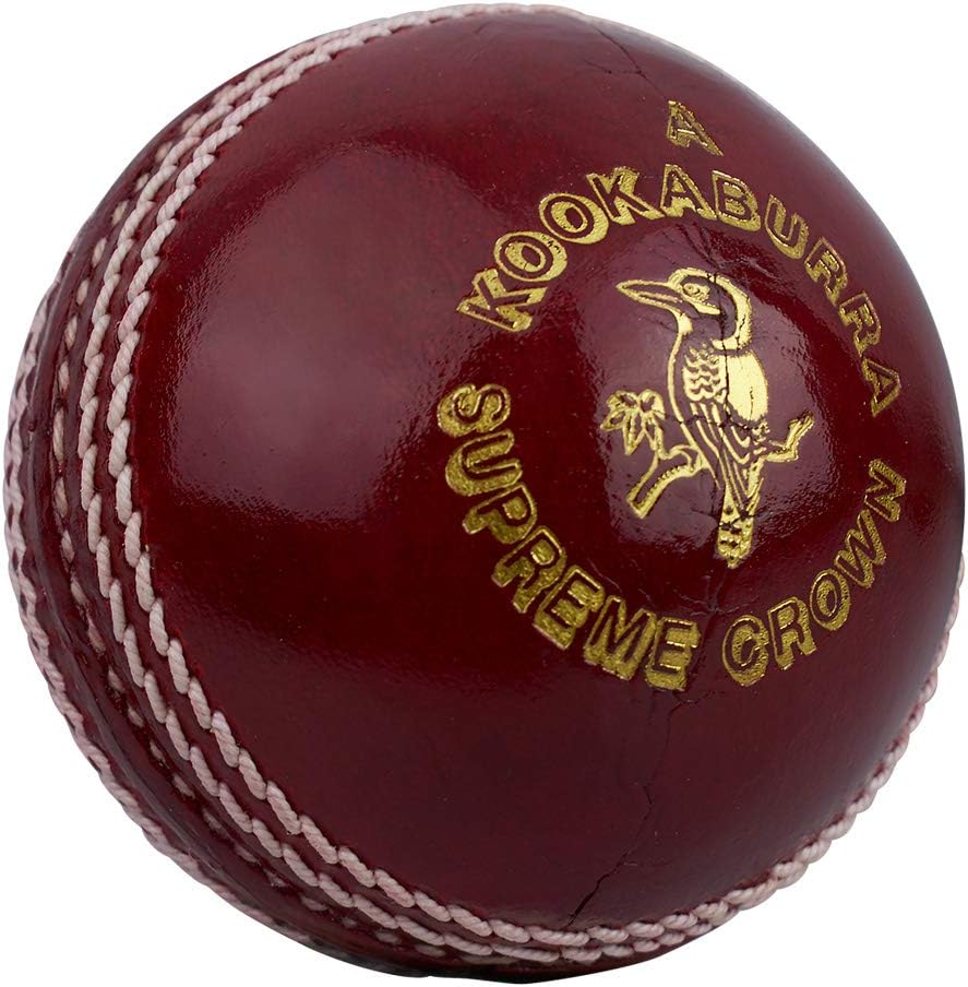 Kookaburra Supreme Crown Red Cricket Ball - Hand-Stitched 4-Piece Match Quality for Men, Women & Youth
