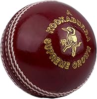 Kookaburra Supreme Crown Red Cricket Ball - Hand-Stitched 4-Piece Match Quality for Men, Women & Youth
